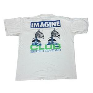 Vintage 80s Club Sportswear Imagine Dolphins Shirt Men's XL Ocean Activist